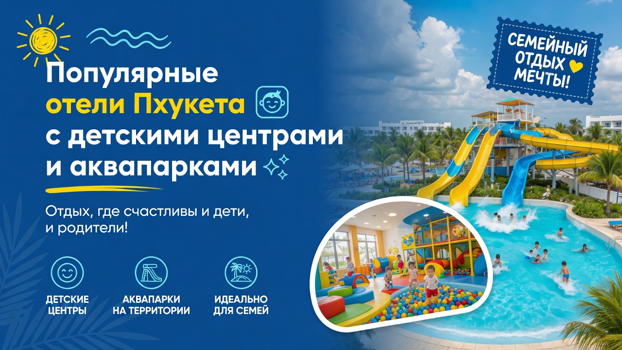 Статья: Популярные отели Пхукета с детскими центрами и аквапарками